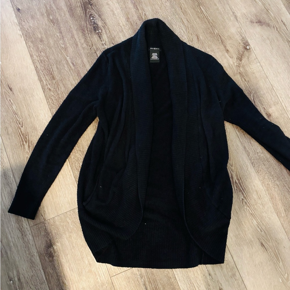 Elegant Black Open Front Cardigan